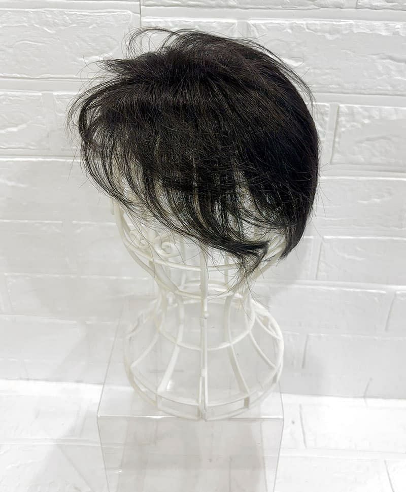【WEB限定一点もの】総手植えカバーピースUMEDA-911-ZBK人毛ミックスブラック【梅田サロンカットウィッグ】