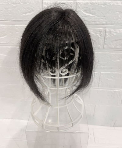 【WEB限定一点もの】総手植えカバーピースUMEDA-913-ZBK人毛ミックスブラック【梅田サロンカットウィッグ】