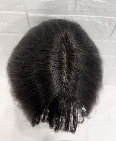 【WEB限定一点もの】総手植えカバーピースUMEDA-913-ZBK人毛ミックスブラック【梅田サロンカットウィッグ】分け目