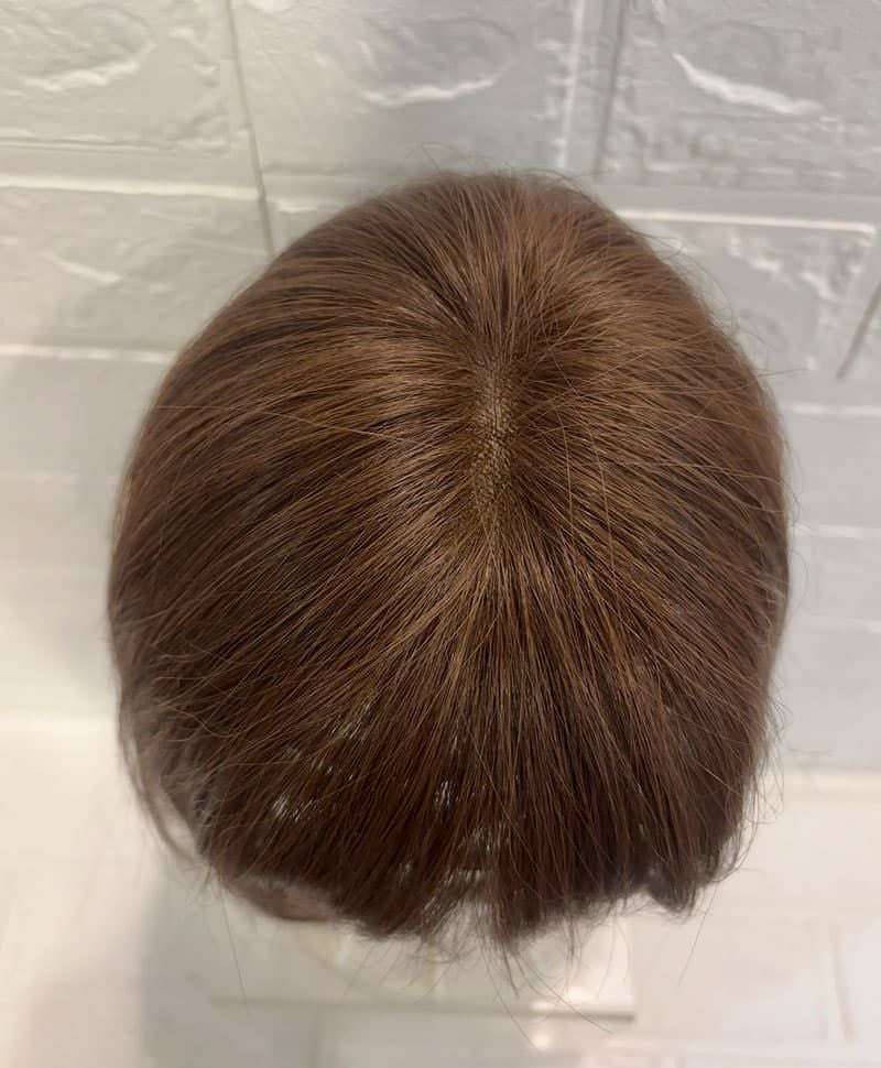 【WEB限定一点もの】総手植えカバーピースUMEDA-914-ZMB人毛ミックスマロンブラウン【梅田サロンカットウィッグ】分け目