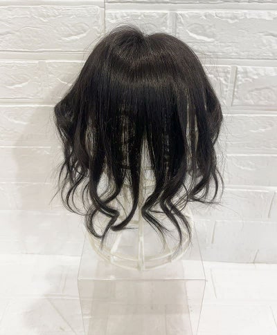 【WEB限定一点もの】総手植えカバーピースUMEDA-915-ZBK人毛ミックスブラック【梅田サロンカットウィッグ】