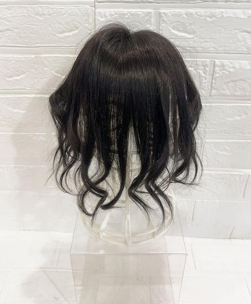 【WEB限定一点もの】総手植えカバーピースUMEDA-915-ZBK人毛ミックスブラック【梅田サロンカットウィッグ】
