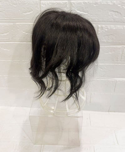 【WEB限定一点もの】総手植えカバーピースUMEDA-915-ZBK人毛ミックスブラック【梅田サロンカットウィッグ】