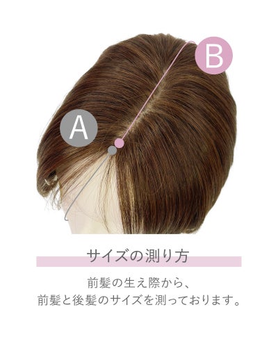 PRISILA Limi手植えオールウィッグ(人毛ミックス)【ミレーヌウェーブボブ】LA-008 計測位置