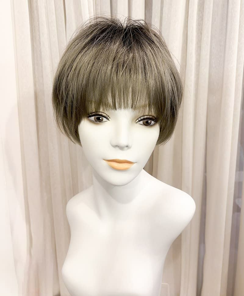 【WEB限定一点もの】マシンメイドグラデーションオールウィッグ【ショート】UMEDA-945-CTOG耐熱オリーブグレー【梅田サロンカットウィッグ】