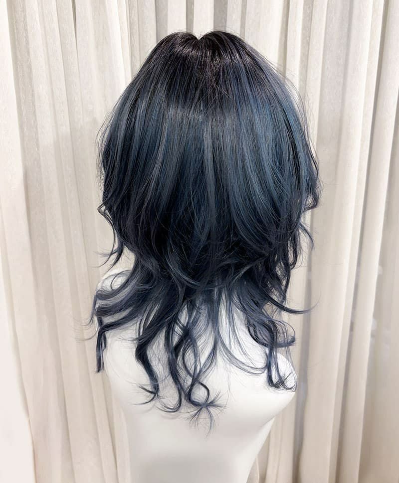 【WEB限定一点もの】マシンメイドグラデーションオールウィッグ【ミディアム】UMEDA-946-CTCL耐熱クラウドブルー【梅田サロンカットウィッグ】