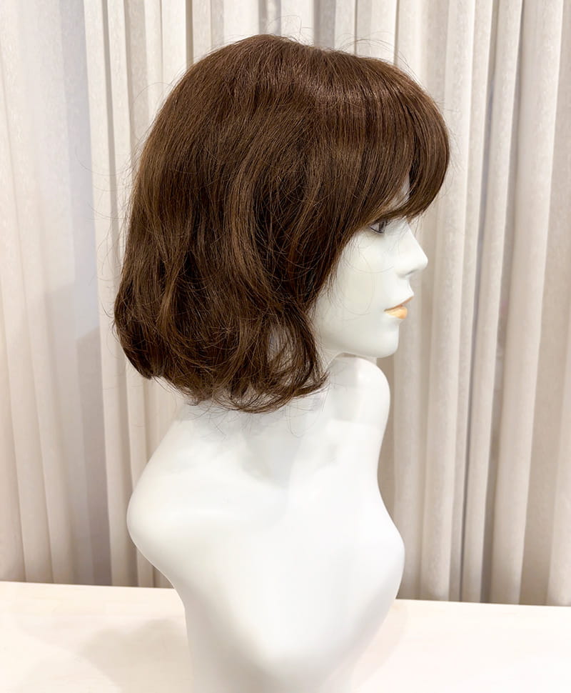 【WEB限定一点もの】手植えオールウィッグ【ボブ】UMEDA-959-ZMB人毛ミックスマロンブラウン【梅田サロンカットウィッグ】Mサイズ