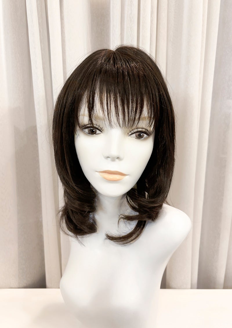  【WEB限定一点もの】手植えオールウィッグ【ミディアム】UMEDA-969-ZNC人毛ミックスナチュラルカラー【梅田サロンカットウィッグ】Mサイズ
