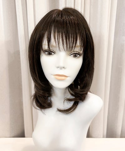  【WEB限定一点もの】手植えオールウィッグ【ミディアム】UMEDA-969-ZNC人毛ミックスナチュラルカラー【梅田サロンカットウィッグ】Mサイズ