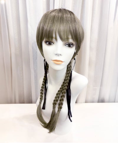 【WEB限定一点もの】マシンメイドグラデーションオールウィッグ【ロング】UMEDA-971-CTOG耐熱オリーブグレー（アレンジ）【梅田サロンカットウィッグ】