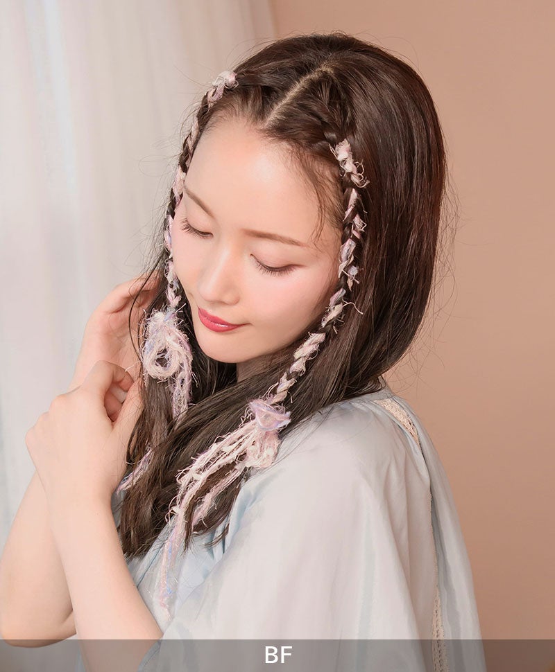 ライトカラー編み込みエクステ【EX-AMI-L】 モデル着用カラー:BF