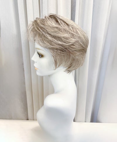  【WEB限定一点もの】手植えオールウィッグ【ショート】UMEDA-977-ZRGH人毛ミックスブラウングレイヘア【梅田サロンカットウィッグ】Mサイズ