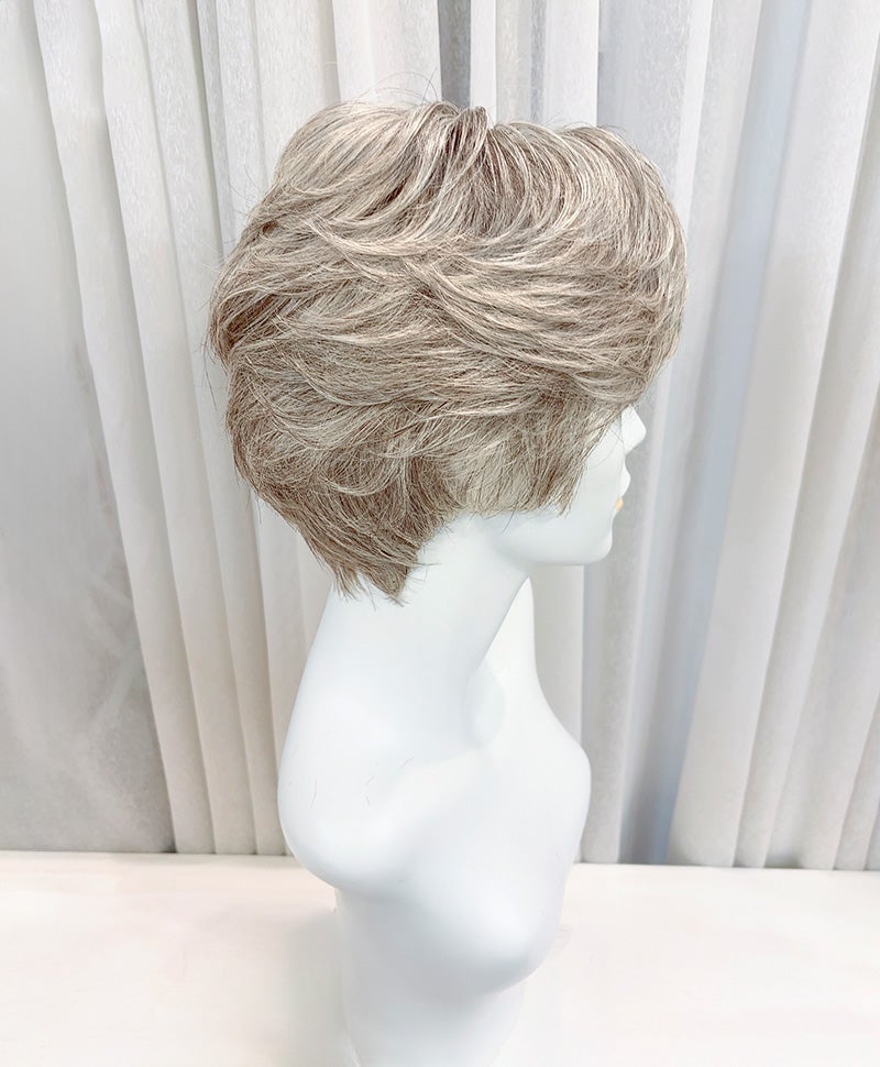 【WEB限定一点もの】手植えオールウィッグ【ショート】UMEDA-980-ZRGH人毛ミックスブラウングレイヘア【梅田サロンカットウィッグ】Mサイズ