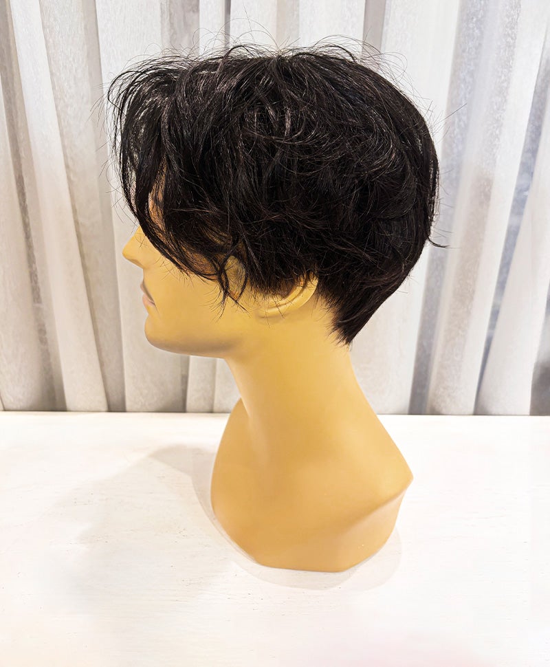 【WEB限定一点もの】メンズ手植えオールウィッグ【ショート】UMEDA-982-ZBK人毛ミックスブラック【梅田サロンカットウィッグ】