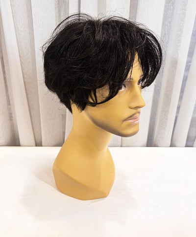 【WEB限定一点もの】メンズ手植えオールウィッグ【ショート】UMEDA-982-ZBK人毛ミックスブラック【梅田サロンカットウィッグ】