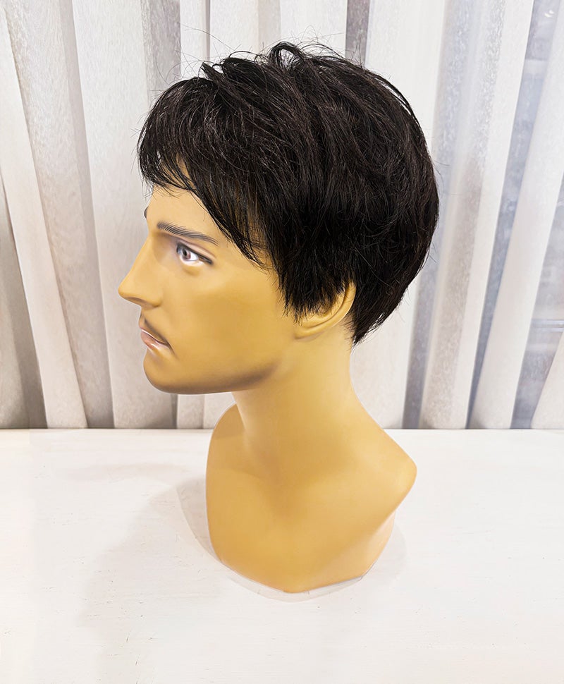 【WEB限定一点もの】メンズ手植えオールウィッグ【ショート】UMEDA-983-ZBK人毛ミックスブラック【梅田サロンカットウィッグ】
