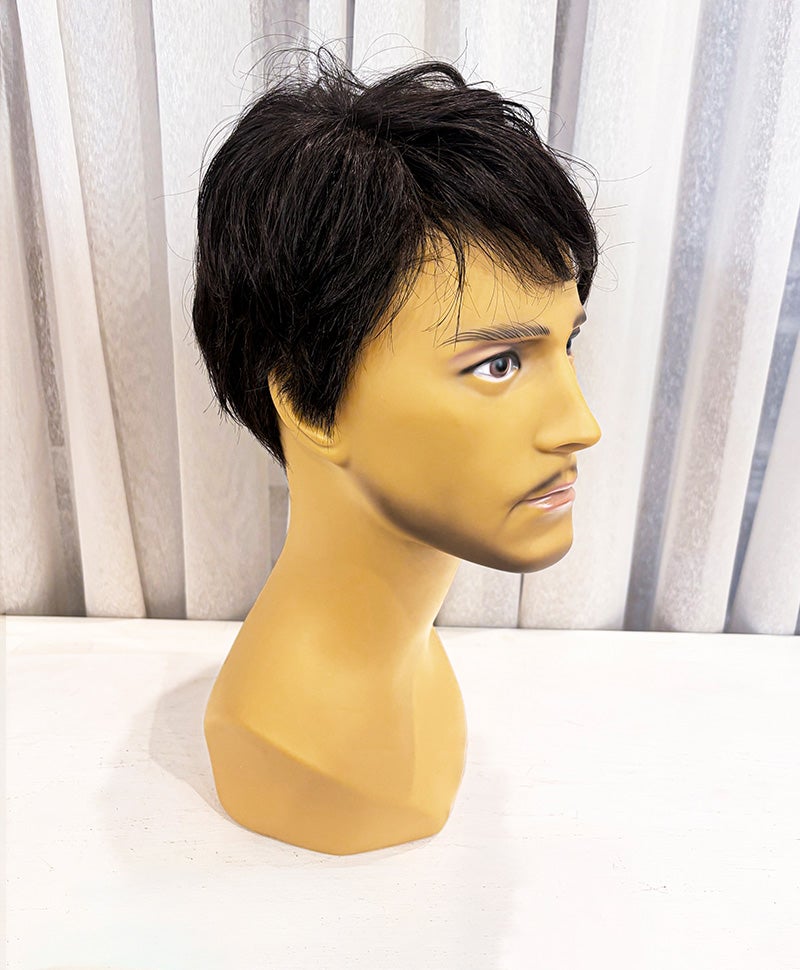 【WEB限定一点もの】メンズ手植えオールウィッグ【ショート】UMEDA-983-ZBK人毛ミックスブラック【梅田サロンカットウィッグ】