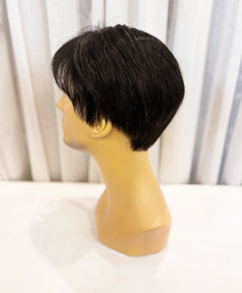 【WEB限定一点もの】メンズ手植えオールウィッグ【ショート】UMEDA-984-ZBK人毛ミックスブラック【梅田サロンカットウィッグ】