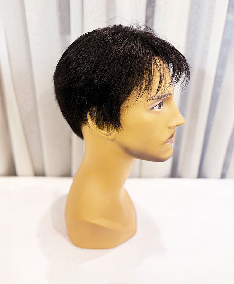 【WEB限定一点もの】メンズ手植えオールウィッグ【ショート】UMEDA-984-ZBK人毛ミックスブラック【梅田サロンカットウィッグ】