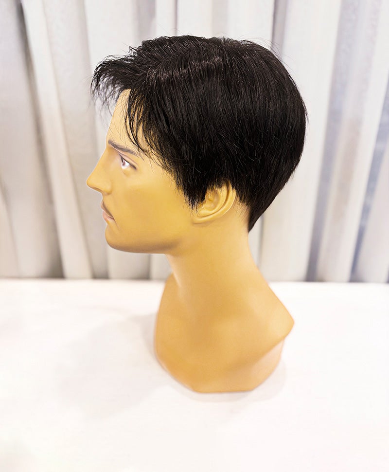  【WEB限定一点もの】メンズ手植えオールウィッグ【ショート】UMEDA-985-ZBK人毛ミックスブラック【梅田サロンカットウィッグ】