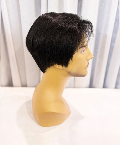  【WEB限定一点もの】メンズ手植えオールウィッグ【ショート】UMEDA-985-ZBK人毛ミックスブラック【梅田サロンカットウィッグ】